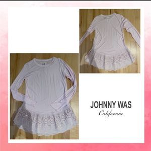 Johnny Was Light Pink Long Sleeve with Eyelet Lace Blouse Size S